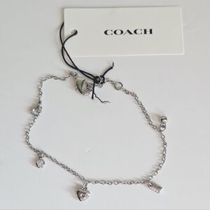 Dainty Coach Silver Heart Charm Bracelet